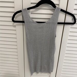 Zara Gray Ribbed Sleeveless Tank Top
